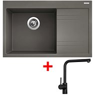Sinks RIM 780 L Truffle + Elka black matt - Kitchen Sink and Tap Set