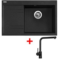 Sinks RIM 780 P Granblack + Elka black matt - Kitchen Sink and Tap Set