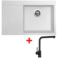 Sinks RIM 780 P Milk + Elka black matt - Kitchen Sink and Tap Set