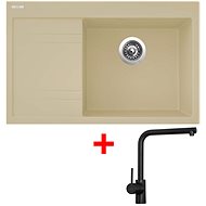 Sinks RIM 780 P Sahara + Elka black matt - Kitchen Sink and Tap Set