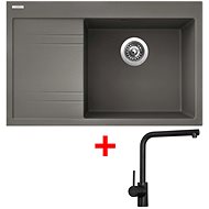 Sinks RIM 780 P Truffle + Elka black matt - Kitchen Sink and Tap Set