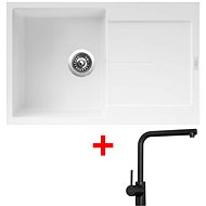 Sinks ULTIMA 790 Milk + Elka black matt - Kitchen Sink and Tap Set