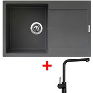 Sinks ULTIMA 790 Titanium + Elka black matt - Kitchen Sink and Tap Set
