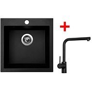 Sinks VIVA 455 Granblack + Elka black matt - Kitchen Sink and Tap Set