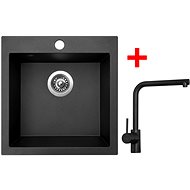 Sinks VIVA 455 Metalblack + Elka black matt - Kitchen Sink and Tap Set