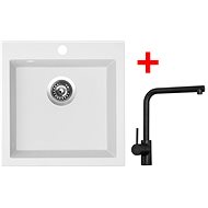 Sinks VIVA 455 Milk + Elka černá matná - Kitchen Sink and Tap Set