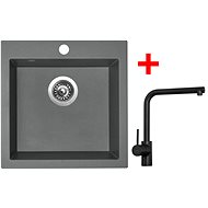Sinks VIVA 455 Titanium + Elka black matt - Kitchen Sink and Tap Set