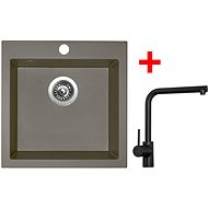 Sinks VIVA 455 Truffle + Elka black matt - Kitchen Sink and Tap Set