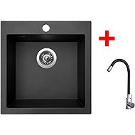 Sinks Viva 455 Metalblack + Elasta stainless steel/black - Kitchen Sink and Tap Set