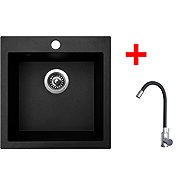 Sinks Viva 455 Granblack + Elasta stainless steel/black - Kitchen Sink and Tap Set