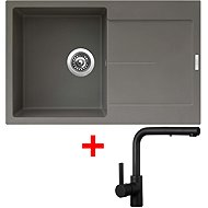 Sinks Ultima 790 Truffle + Enigma S black matt - Kitchen Sink and Tap Set