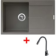 Sinks Ultima 790 Truffle + Elasta S black matt - Kitchen Sink and Tap Set