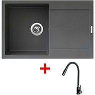 Sinks Ultima 790 Titanium + Elasta S black matt - Kitchen Sink and Tap Set