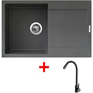 Sinks Ultima 790 Titanium + Elasta black matt - Kitchen Sink and Tap Set
