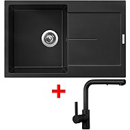 Sinks Ultima 790 Pureblack + Enigma S black matt - Kitchen Sink and Tap Set