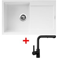 Sinks Ultima 790 Milk + Enigma S black matt - Kitchen Sink and Tap Set