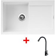 Sinks Ultima 790 Milk + Elasta black matt - Kitchen Sink and Tap Set