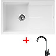 Sinks Ultima 790 Milk + Arco black matt - Kitchen Sink and Tap Set