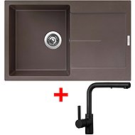 Sinks Ultima 790 Marone + Enigma S black matt - Kitchen Sink and Tap Set