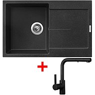 Sinks Ultima 790 Granblack + Enigma S black matt - Kitchen Sink and Tap Set