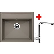 Sinks Solo 560 Truffle + Elka glossy - Kitchen Sink and Tap Set