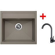 Sinks Solo 560 Truffle + Arco black matt - Kitchen Sink and Tap Set