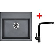 Sinks Solo 560 Titanium + Elka černý matný - Set dřezu a baterie