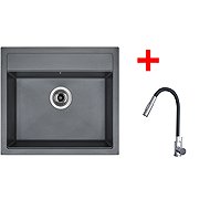 Sinks Solo 560 Titanium + Elasta S stainless steel/black - Kitchen Sink and Tap Set