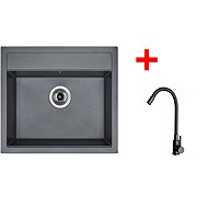Sinks Solo 560 Titanium + Elasta black matt - Kitchen Sink and Tap Set