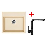 Sinks Solo 560 Sahara + Enigma S black matt - Kitchen Sink and Tap Set