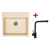 Sinks Solo 560 Sahara + Elka black matt - Kitchen Sink and Tap Set
