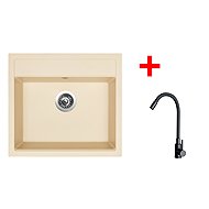 Sinks Solo 560 Sahara + Elasta black matt - Kitchen Sink and Tap Set