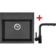 Sinks Solo 560 Pureblack + Enigma S black matt - Kitchen Sink and Tap Set