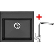 Sinks Solo 560 Pureblack + Elka glossy - Kitchen Sink and Tap Set