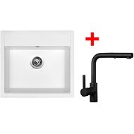 Sinks Solo 560 Milk + Enigma S black matt - Kitchen Sink and Tap Set