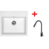 Sinks Solo 560 Milk + Elasta S black matt - Kitchen Sink and Tap Set