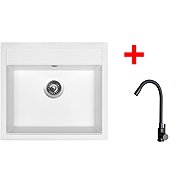 Sinks Solo 560 Milk + Elasta black matt - Kitchen Sink and Tap Set