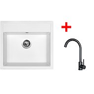 Sinks Solo 560 Milk + Arco black matt - Kitchen Sink and Tap Set