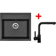 Sinks Solo 560 Metalblack + Enigma S black matt - Kitchen Sink and Tap Set