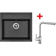 Sinks Solo 560 Metalblack + Elka glossy - Kitchen Sink and Tap Set