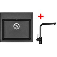 Sinks Solo 560 Metalblack + Elka black matt - Kitchen Sink and Tap Set