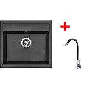 Sinks Solo 560 Metalblack + Elasta stainless steel/black - Kitchen Sink and Tap Set