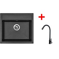 Sinks Solo 560 Metalblack + Elasta black matt - Kitchen Sink and Tap Set