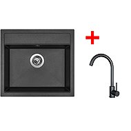 Sinks Solo 560 Metalblack + Arco black matt - Kitchen Sink and Tap Set