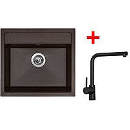Sinks Solo 560 Marone + Elka black matt - Kitchen Sink and Tap Set