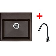 Sinks Solo 560 Marone + Elasta S black matt - Kitchen Sink and Tap Set