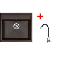 Sinks Solo 560 Marone + Elasta stainless steel/black - Kitchen Sink and Tap Set