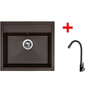Sinks Solo 560 Marone + Elasta black matt - Kitchen Sink and Tap Set