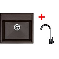 Sinks Solo 560 Marone + Arco black matt - Kitchen Sink and Tap Set