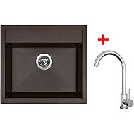 Sinks Solo 560 Marone + Arco all stainless steel - Kitchen Sink and Tap Set